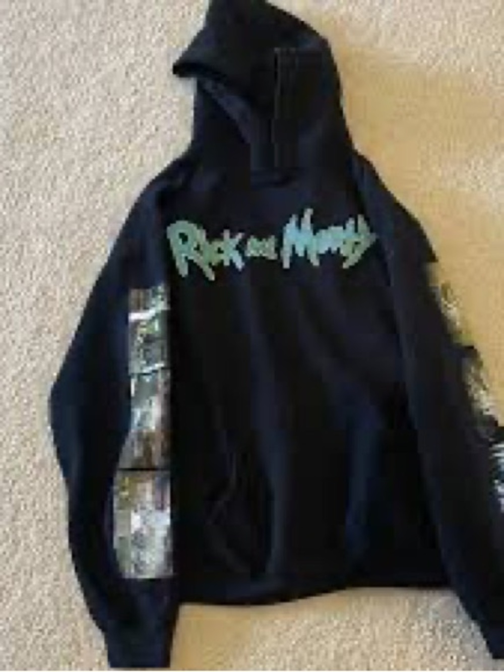 Rick and Morty Black Graphic Hoodie with Green Logo